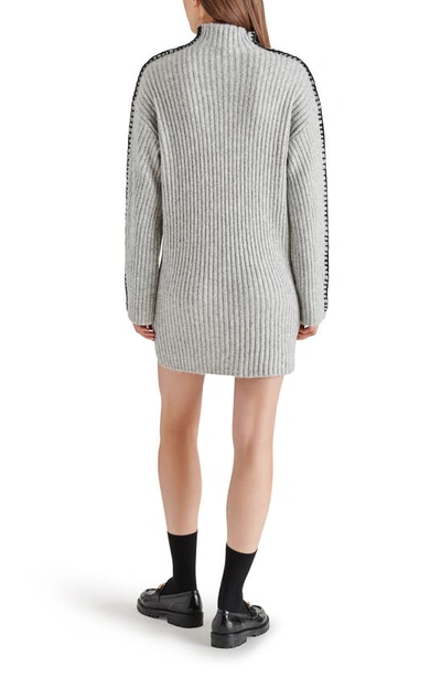 Shop Steve Madden Gemma Whipstitch Long Sleeve Sweater Dress In Heather Grey