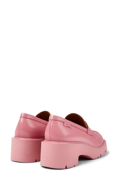 Shop Camper Milah Platform Penny Loafer In Medium Pink