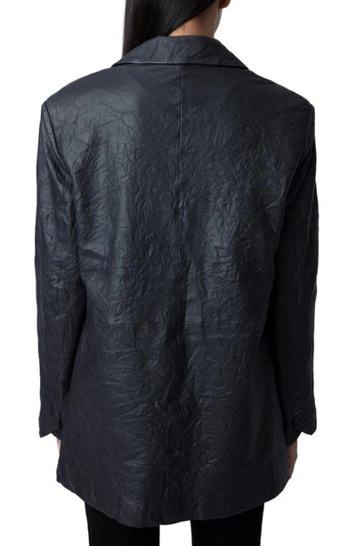 Shop Zadig & Voltaire Venturi Crinkled Leather Jacket In Anthracite