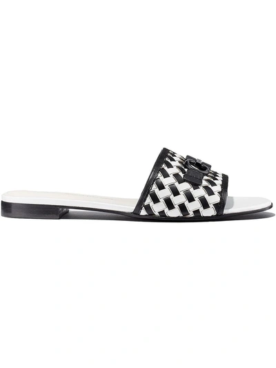 Shop Ferragamo Rhodes Womens Slip On Leather Slide Sandals In Multi