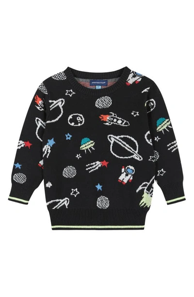 Andy & Evan Kids' Intarsia Pullover Sweater In Space Black
