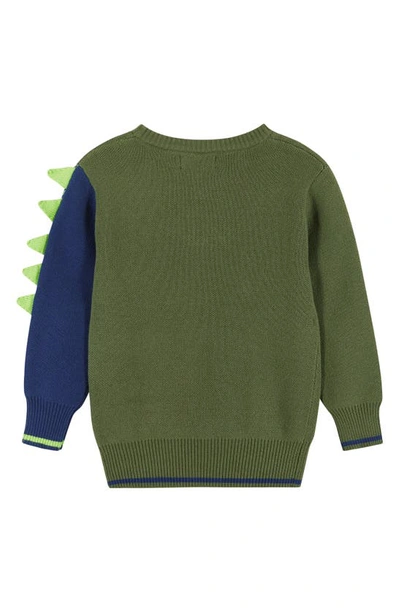 Andy & Evan Kids' Intarsia Pullover Sweater In Olive Dino