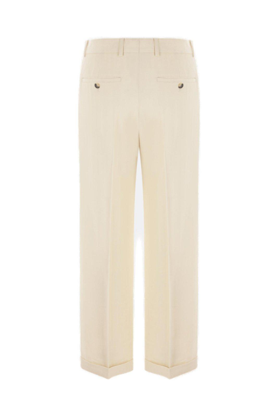 Shop Totême Mid-rise Tailored Trousers In 702 Bleached Sand