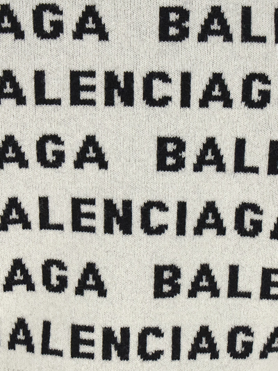 Shop Balenciaga All Over Logo Sweater In White/black