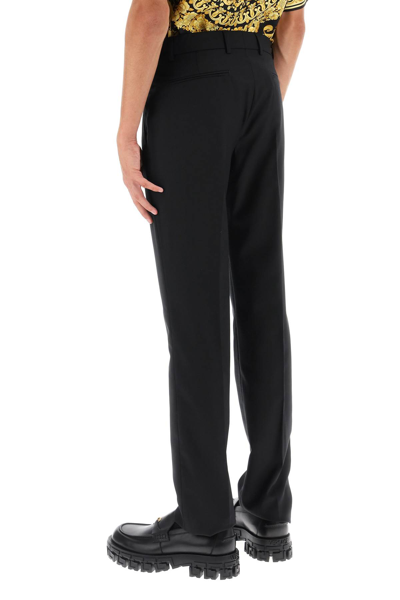 Shop Versace Tailored Pants With Medusa Details In Black (black)