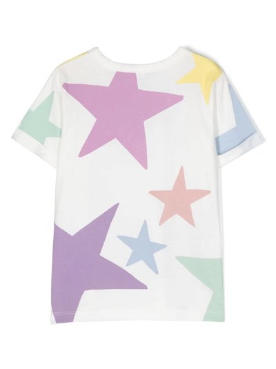 Shop Stella Mccartney T-shirt With Stella Logo And Star Print In Bianco