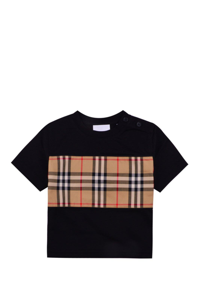 Shop Burberry Vintage Checked Panelled Crewnec T-shirt In Nero