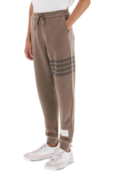 Thom Browne Sweatpants 4 Bar In Wool Loopback In Brown