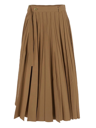 Shop Sacai X Carhartt Wip Pleated Midi Skirt In Beige