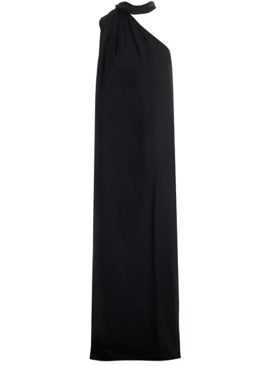 Shop Stella Mccartney One Shoulder Scarf Maxi Dress In Black