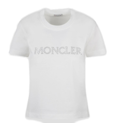 Shop Moncler Logo Embellished Crewneck T In White