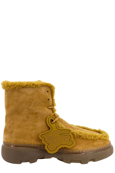 Shop Burberry Creeper Shearling In Yellow