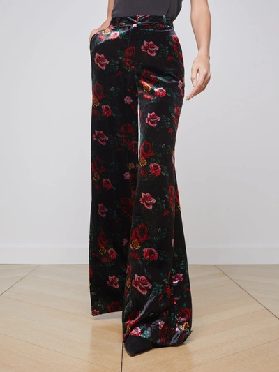 Shop L Agence Pilar Pant In Black Multi Vintage Rose