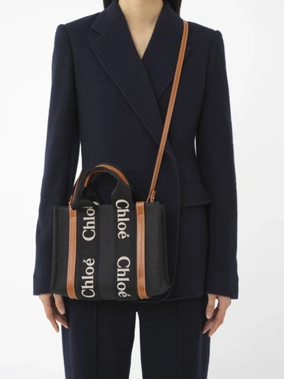 Shop Chloé Chloe Women Tote Bag Piccola Woody In Black
