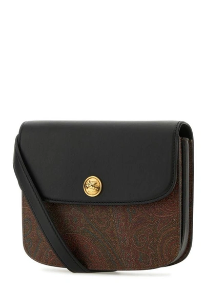 Shop Etro Woman Multicolor Canvas And Leather Large Essential Crossbody Bag