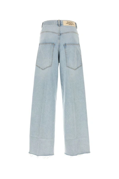 Shop Gucci Man Denim Wide-leg Jeans In Blue