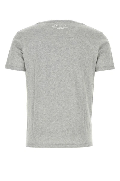 Shop Gucci Man Melange Grey Cotton T-shirt In Gray