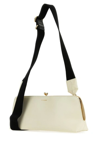 Shop Jil Sander Woman Ivory Leather Goji Crossbody Bag In White