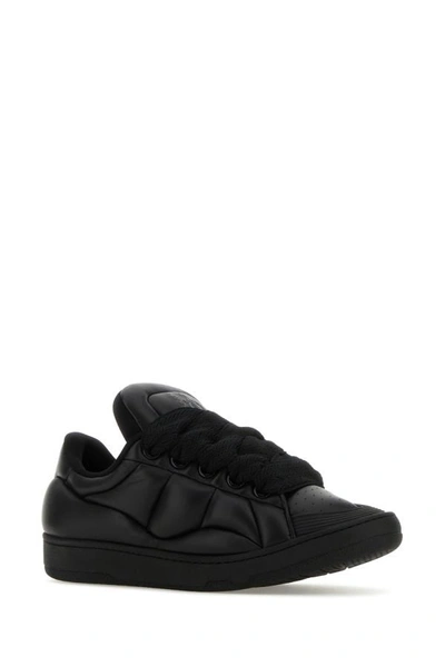 Shop Lanvin Man Black Leather Curb Xl Sneakers