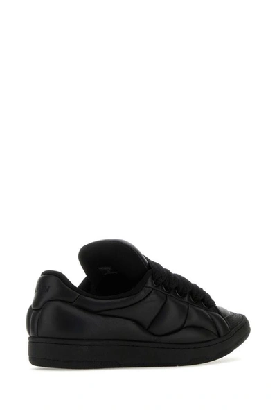 Shop Lanvin Man Black Leather Curb Xl Sneakers