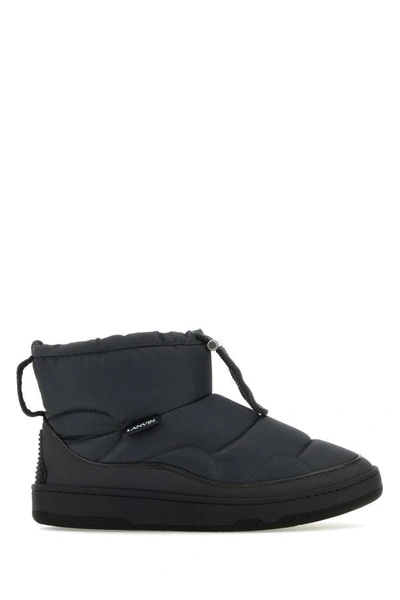 Shop Lanvin Man Graphite Fabric Curb Snow Ankle Boots In Gray