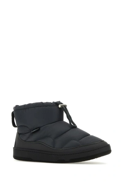Shop Lanvin Man Graphite Fabric Curb Snow Ankle Boots In Gray