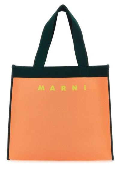 Shop Marni Man Two-tone Jacquard Shopping Bag In Multicolor