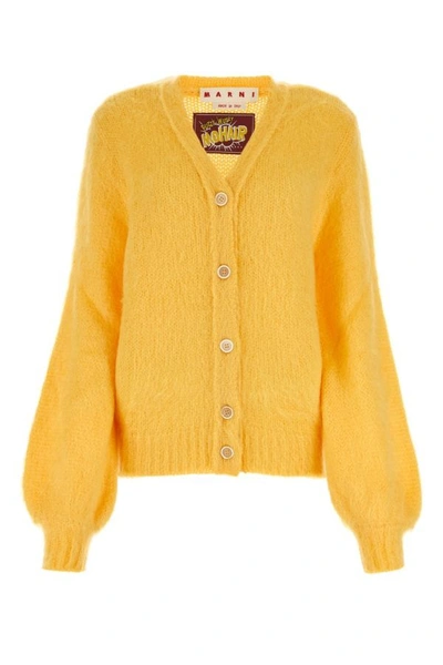 Shop Marni Woman Yellow Acetate Blend Cardigan