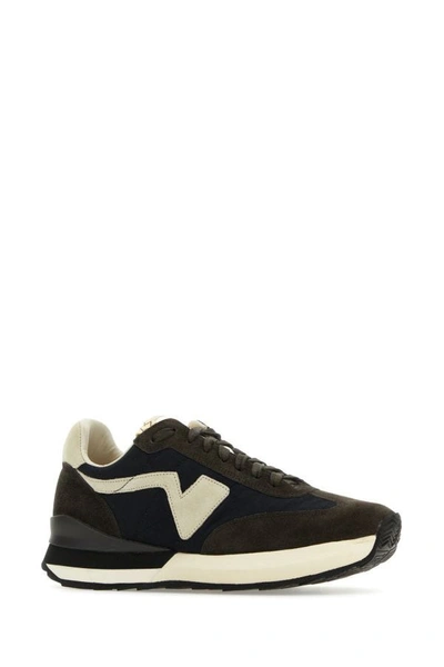 Shop Visvim Man Multicolor Fabric And Suede Dunand Trainer Sneakers