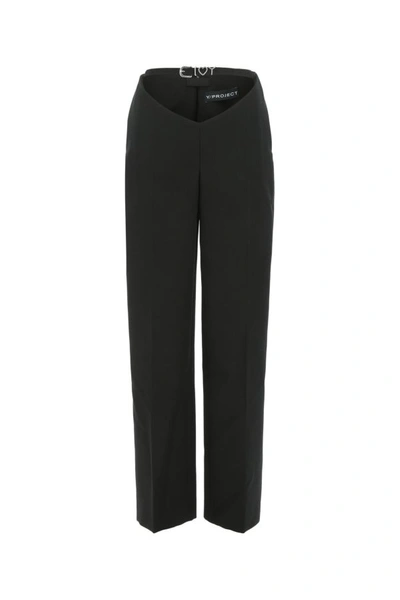 Shop Y/project Y Project Woman Black Wool Wide-leg Pant