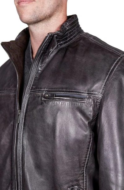 Missani Le Collezioni Leather Jacket In Charcoal