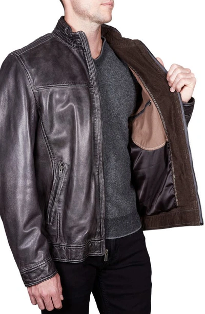 Missani Le Collezioni Leather Jacket In Charcoal