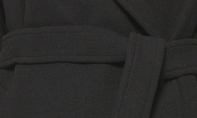 Shop Cole Haan Signature Oversize Belted Basket Weave Wool Blend Wrap Coat In Black