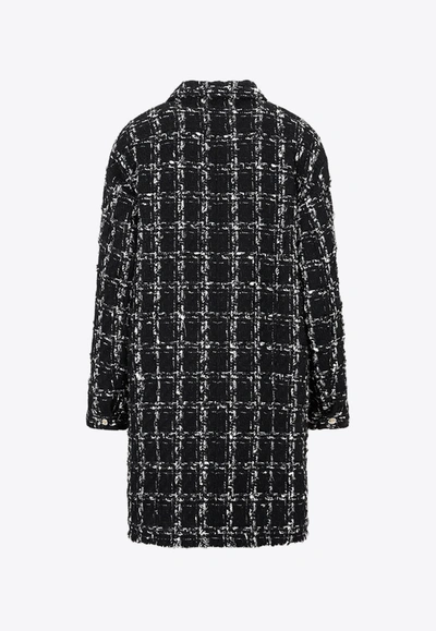 Giambattista Valli Checked Bouclé Coat In Black
