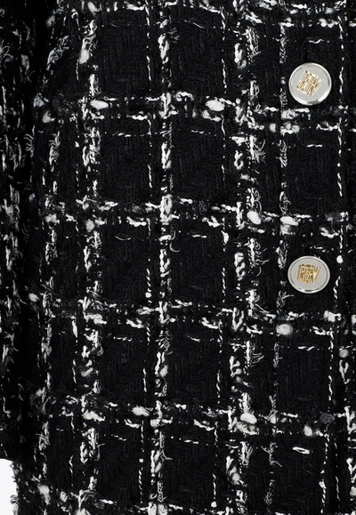 Giambattista Valli Checked Bouclé Coat In Black