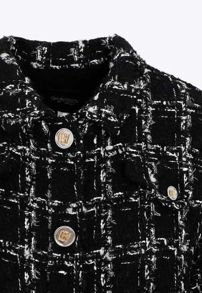 Giambattista Valli Checked Bouclé Coat In Black