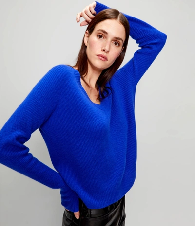 Shop Michael Stars Lana Cashmere V-neck Sweater In Cobalt