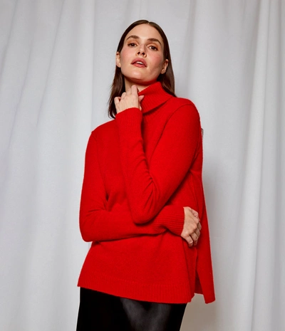 Shop Michael Stars Audrey Cashmere Turtleneck Sweater In Cardinal