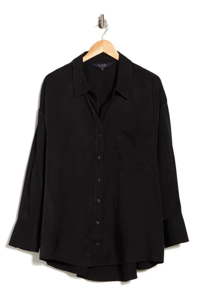 Shop Rachel Roy Long Sleeve Button-up Tunic Shirt In Black