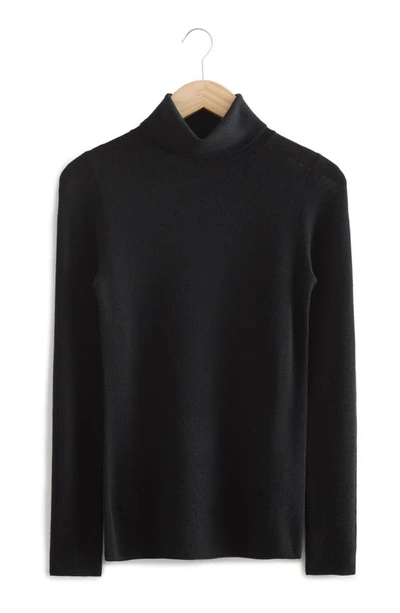 Shop & Other Stories Fitted Turtleneck Wool Sweater In Black