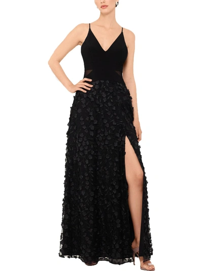 Shop Xscape Womens Mesh Floral Formal Dress In Black