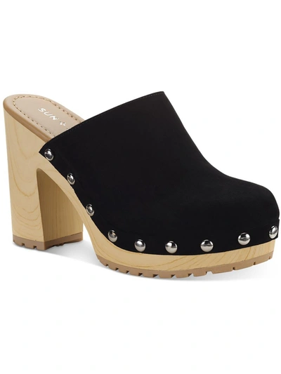 Shop Sun + Stone Taanyaf Womens Blok Heel Loafer Mules In Black
