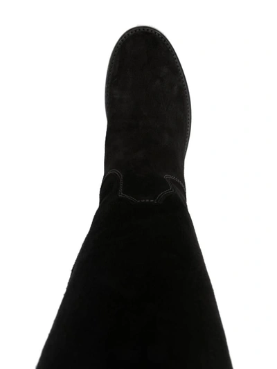 Ash Suede Leather Heel Boots In Black