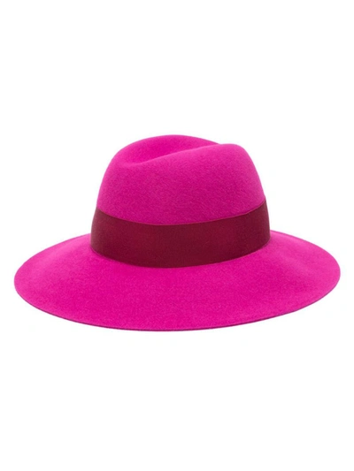 Shop Borsalino Claudette Shaved Felt Fedora Hat In Purple