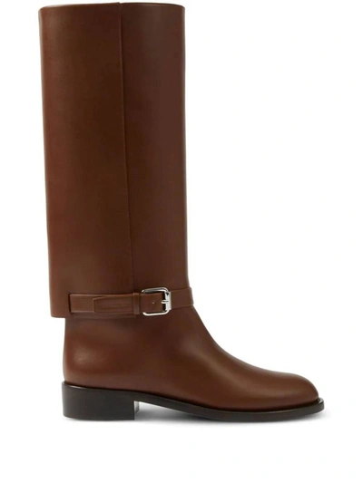 Shop Burberry Boots In Pine Cone Brown
