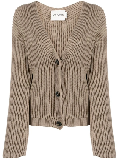 Shop Closed V-neck Wool Cardigan In Brown