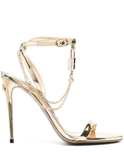 Shop Dolce & Gabbana Keira Heel Sandals In Golden