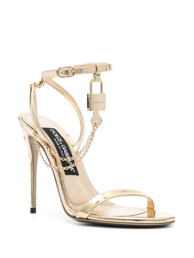 Shop Dolce & Gabbana Keira Heel Sandals In Golden
