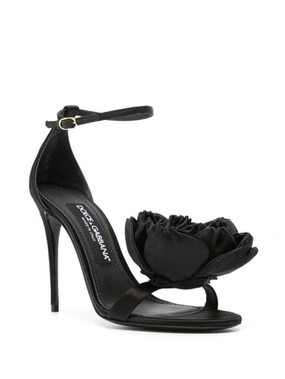 Shop Dolce & Gabbana Keira Satin Heel Sandals In Black
