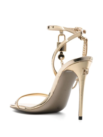 Shop Dolce & Gabbana Keira Heel Sandals In Golden